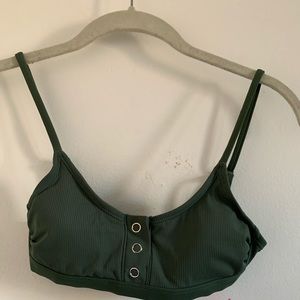 Green ribbed Henley target swimsuit top